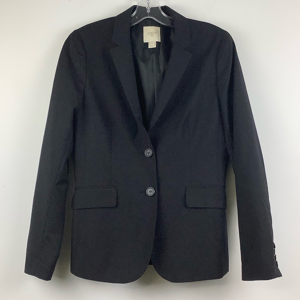 J. Crew Suiting Wool Single Breasted Blazer in Black
